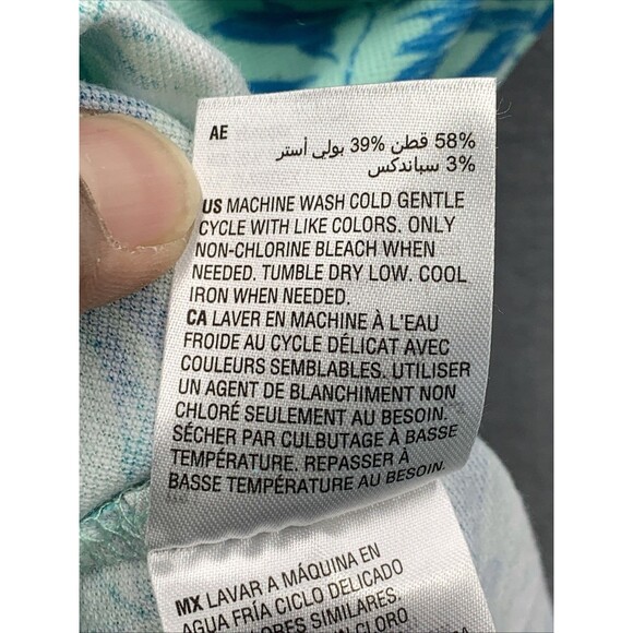 Club Room Polo Standard 100 Golf Shirt Men Large Blue Green Floral Short Sleeve - Picture 10 of 11